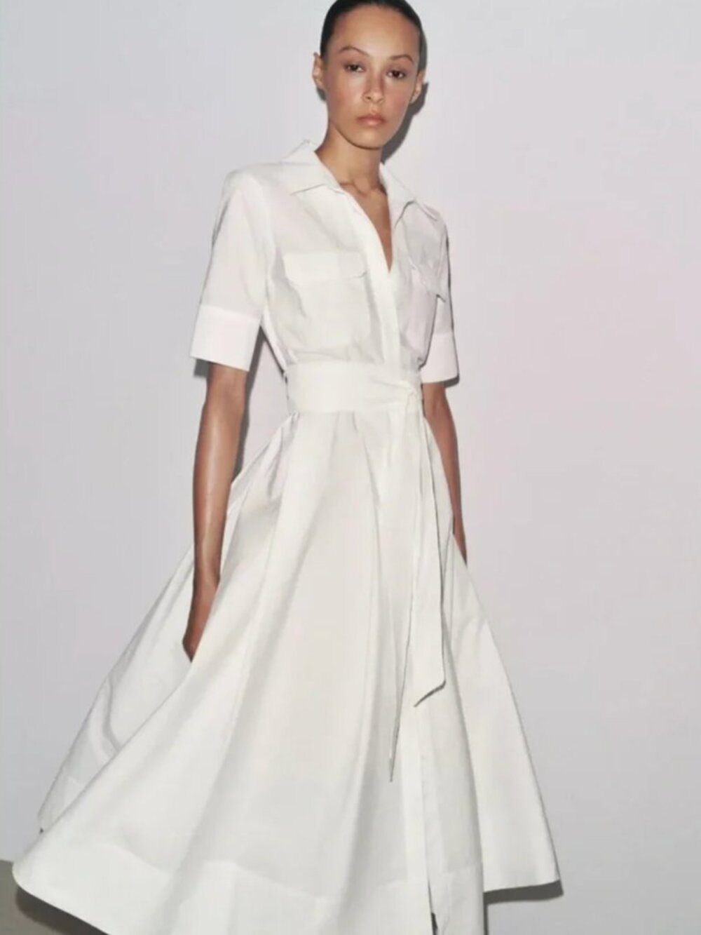 Zara ZW COLLECTION POPLIN MIDI DRESS - Picture 3 of 4